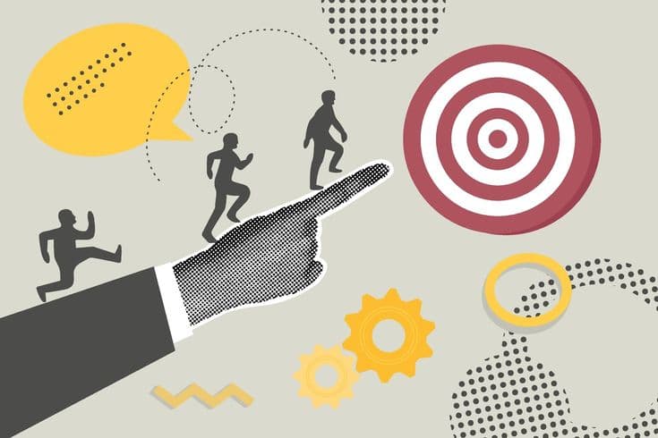 Illustration of a hand pointing the way toward a target, representing direction and growth
